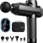 "RENPHO percussion massage gun with 12mm amplitude and LED display"