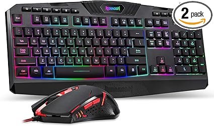 Redragon S101 Gaming Keyboard and Mouse Combo – One of the best gaming keyboards under $50 featuring RGB backlit keys, ergonomic wrist rest, and programmable gaming mouse."