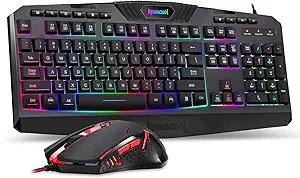 Redragon S101 Gaming Keyboard and Mouse Combo – One of the best gaming keyboards under $50 featuring RGB backlit keys, ergonomic wrist rest, and programmable gaming mouse."