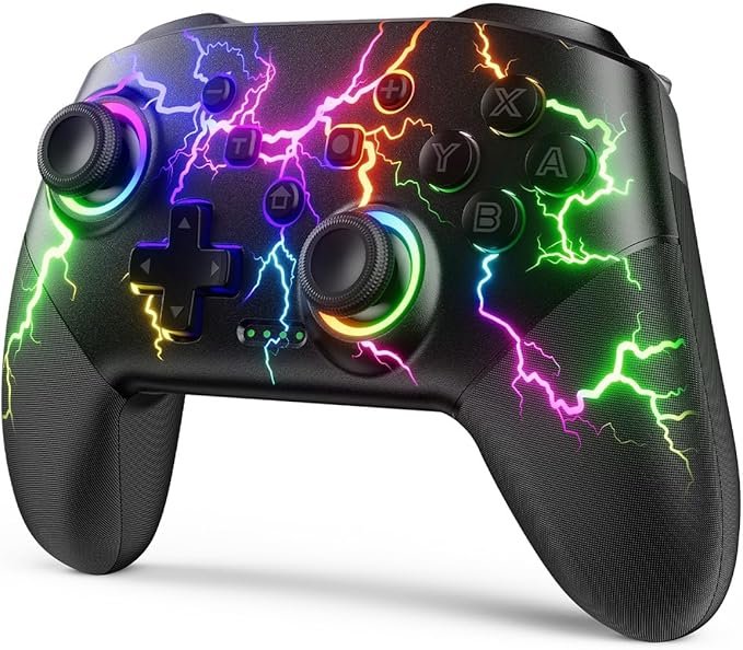 “VOYEE RGB Wireless Switch Controller with Turbo, Programmable Buttons, and Motion Controls – Compatible with Switch, OLED, Lite, and Windows”