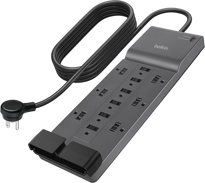 Top 5 best surge protectors by Belkin with 12 AC outlets, 3940 joules protection and 8ft heavy-duty flat plug extension cord for home and office