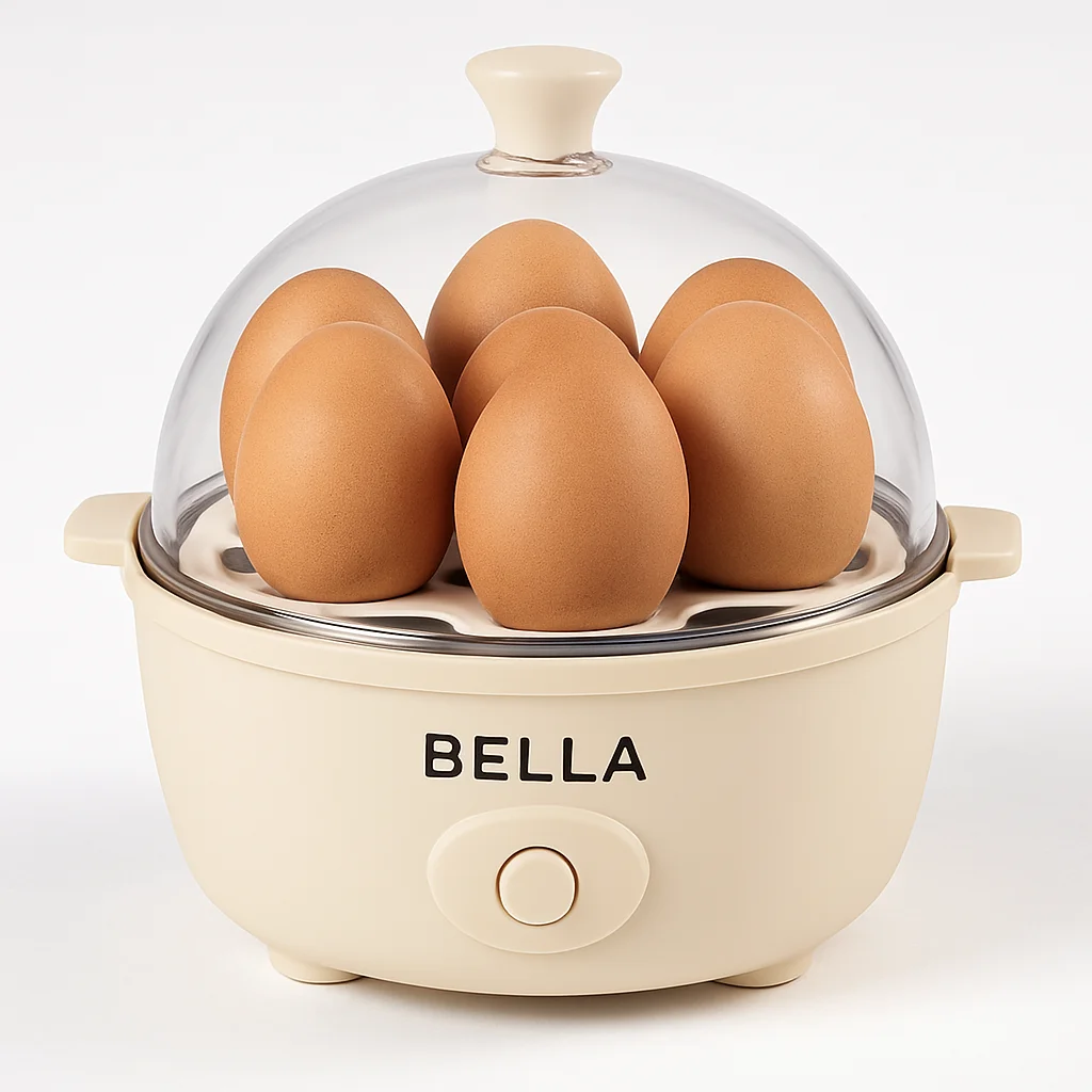 “BELLA Electric Egg Cooker in oat milk color – 7-egg capacity boiler and poacher with auto shut-off and clear-view lid for easy cooking and steaming.”
Best Egg Boiler
