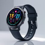 “Smartwatch for women and men with round display, fitness tracker, call and notification features, IP68 waterproof, 110+ sport modes, compatible with Android and iPhone.”