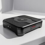 “AXV Vibration Plate Fitness Platform in black with anti-slip surface, designed for full-body vibration workouts, weight loss, fat burning, and home gym fitness training.”