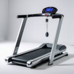 “Under Desk Treadmill Walking Pad in silver for home and office, 2.5 HP motor, LED display for speed, distance, and calories, remote control included, compact and portable design, photographed on white background, realistic fitness equipment.”Walking Pad for Home