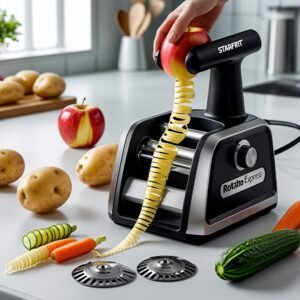 Starfrit Rotato Express Electric Peeler - 2 Spare Blades - Safe & Easy to Use - Effortlessly Peels Vegetables and Fruit